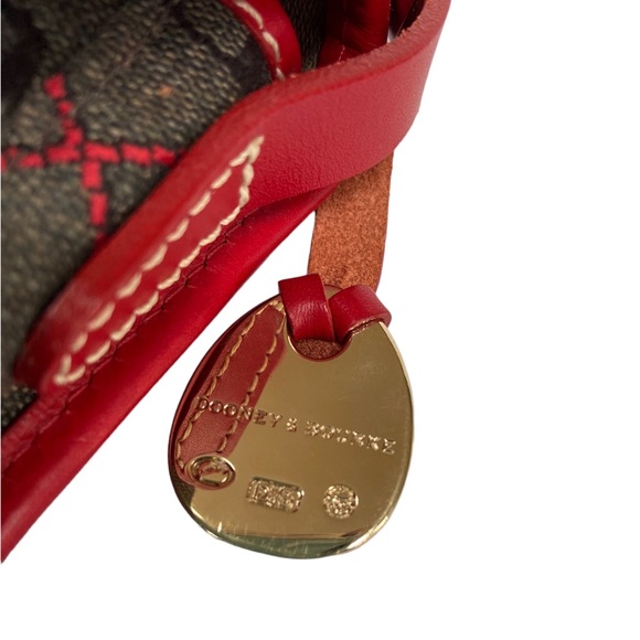 Dooney & Bourke Signature Mini Crossbody with Red Leather Trim and Strap New - Picture 10 of 13